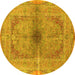 Round Persian Yellow Traditional Rug, tr4822yw