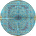 Round Persian Light Blue Traditional Rug, tr4822lblu