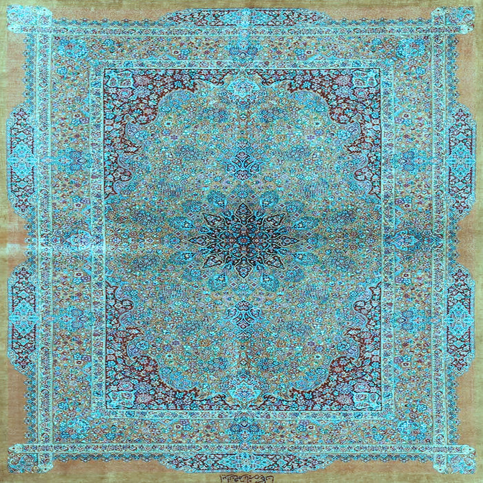 Square Machine Washable Persian Light Blue Traditional Rug, wshtr4822lblu