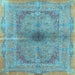 Square Machine Washable Persian Light Blue Traditional Rug, wshtr4822lblu