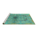 Sideview of Machine Washable Persian Turquoise Traditional Area Rugs, wshtr4822turq