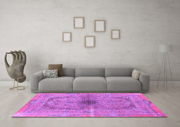 Machine Washable Persian Purple Traditional Area Rugs in a Living Room, wshtr4822pur