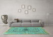 Machine Washable Persian Turquoise Traditional Area Rugs in a Living Room,, wshtr4822turq