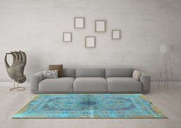 Machine Washable Persian Light Blue Traditional Rug in a Living Room, wshtr4822lblu