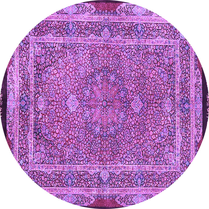Round Machine Washable Persian Purple Traditional Area Rugs, wshtr4823pur