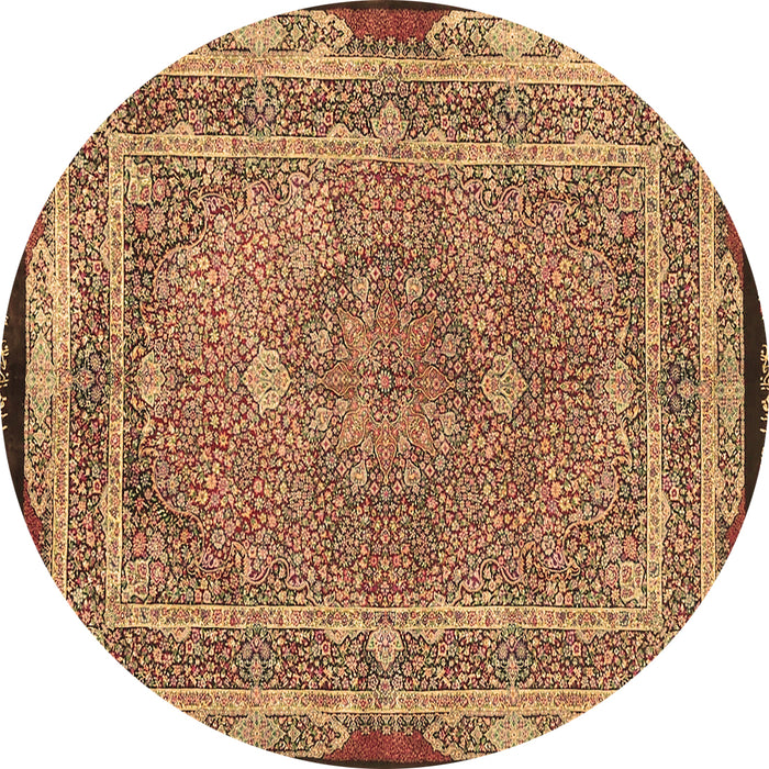 Round Persian Brown Traditional Rug, tr4823brn