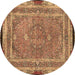 Round Persian Brown Traditional Rug, tr4823brn