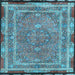 Square Machine Washable Persian Light Blue Traditional Rug, wshtr4823lblu