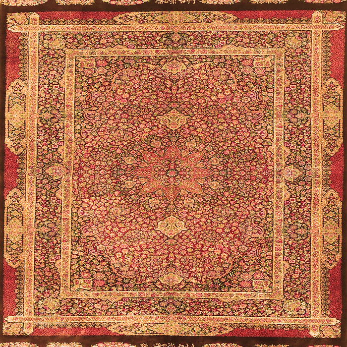 Round Machine Washable Persian Orange Traditional Area Rugs, wshtr4823org