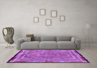 Machine Washable Persian Purple Traditional Rug, wshtr4823pur