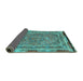 Sideview of Persian Turquoise Traditional Rug, tr4823turq