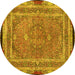 Round Persian Yellow Traditional Rug, tr4823yw