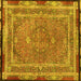 Square Machine Washable Persian Yellow Traditional Rug, wshtr4823yw