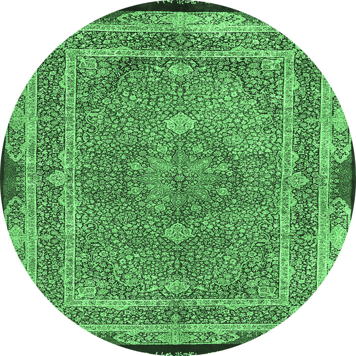 Round Persian Emerald Green Traditional Rug, tr4823emgrn
