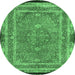 Round Persian Emerald Green Traditional Rug, tr4823emgrn