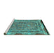 Sideview of Machine Washable Persian Turquoise Traditional Area Rugs, wshtr4823turq