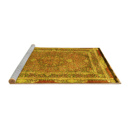 Sideview of Machine Washable Persian Yellow Traditional Rug, wshtr4823yw