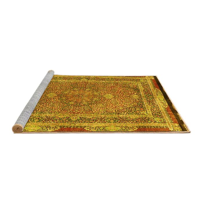 Sideview of Machine Washable Persian Yellow Traditional Rug, wshtr4823yw