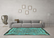 Machine Washable Persian Turquoise Traditional Area Rugs in a Living Room,, wshtr4823turq