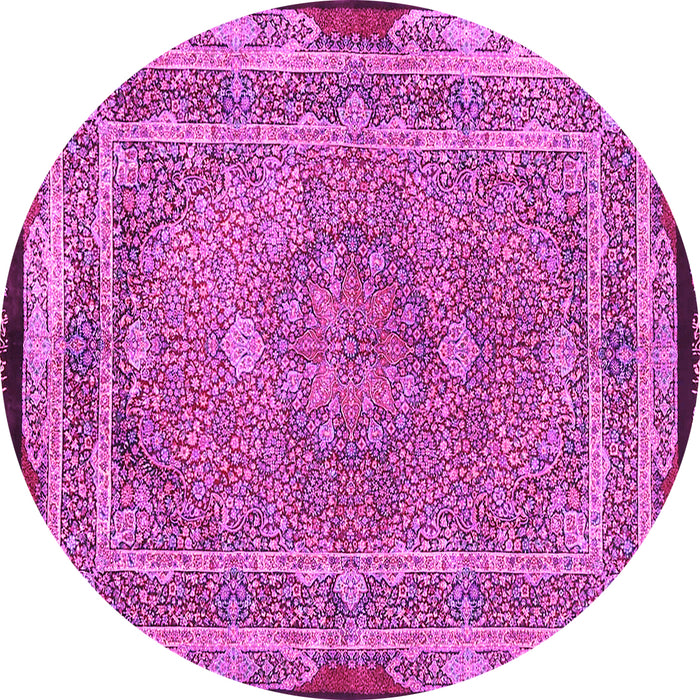 Round Machine Washable Persian Pink Traditional Rug, wshtr4823pnk