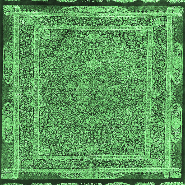 Square Persian Emerald Green Traditional Rug, tr4823emgrn