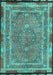 Machine Washable Persian Turquoise Traditional Area Rugs, wshtr4823turq