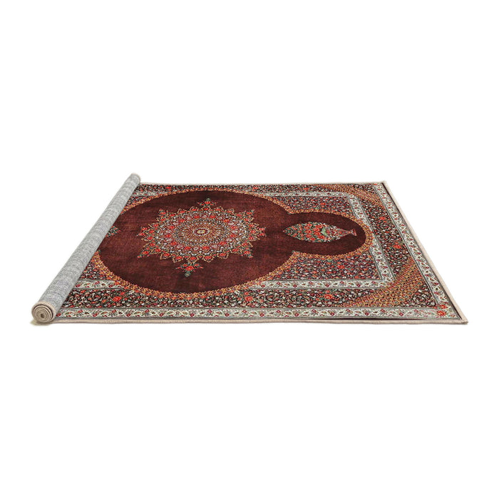 Sideview of Machine Washable Traditional Saffron Red Rug, wshtr4824