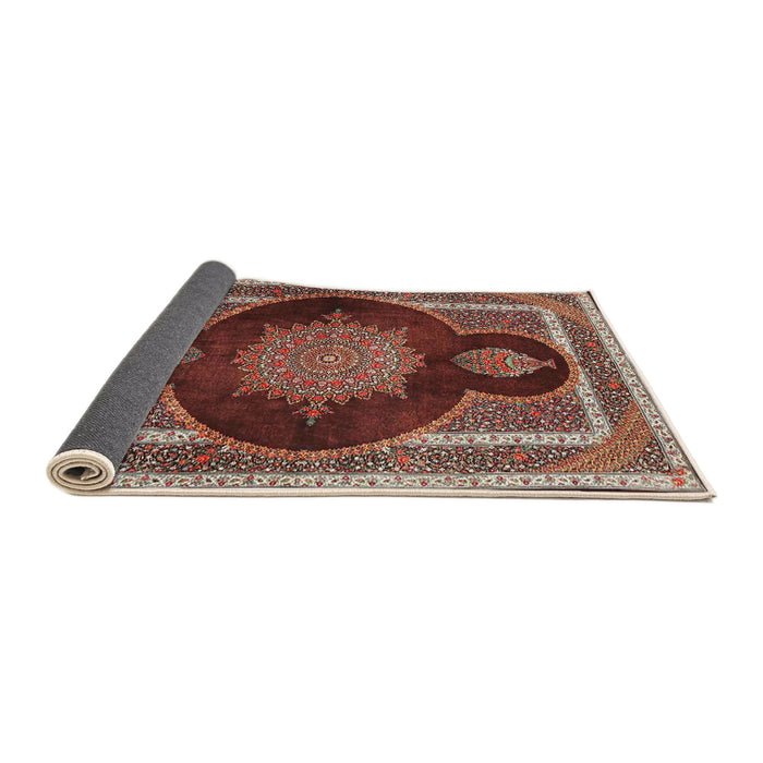 Sideview of Traditional Saffron Red Medallion Rug, tr4824