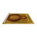 Sideview of Machine Washable Medallion Yellow Traditional Rug, wshtr4824yw