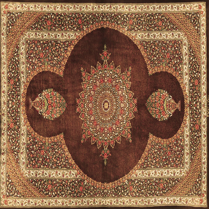 Square Machine Washable Medallion Brown Traditional Rug, wshtr4824brn