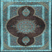 Square Medallion Light Blue Traditional Rug, tr4824lblu