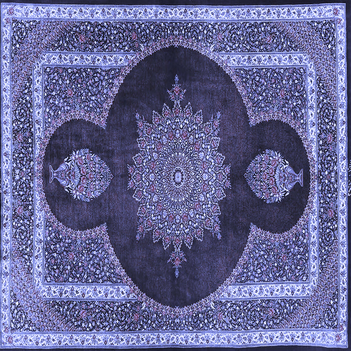 Square Machine Washable Medallion Blue Traditional Rug, wshtr4824blu