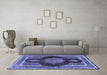 Machine Washable Medallion Blue Traditional Rug in a Living Room, wshtr4824blu