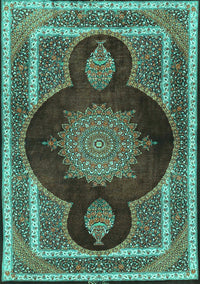 Medallion Turquoise Traditional Rug, tr4824turq