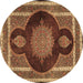 Round Machine Washable Medallion Brown Traditional Rug, wshtr4824brn