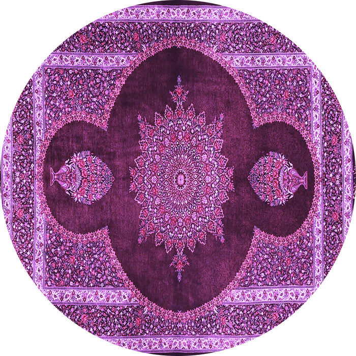 Round Medallion Purple Traditional Rug, tr4824pur