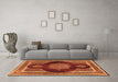 Machine Washable Medallion Orange Traditional Area Rugs in a Living Room, wshtr4824org