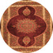 Square Medallion Orange Traditional Rug, tr4824org