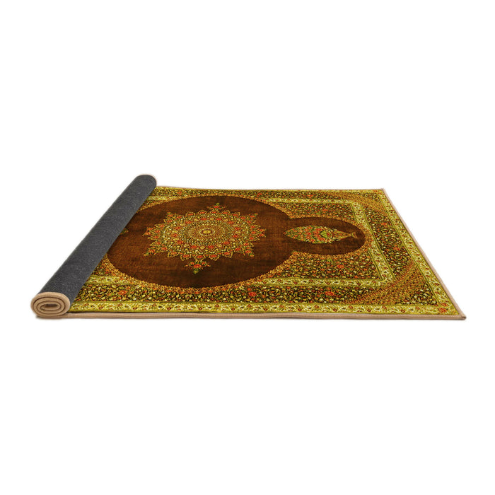 Sideview of Medallion Yellow Traditional Rug, tr4824yw