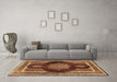 Machine Washable Medallion Brown Traditional Rug in a Living Room,, wshtr4824brn