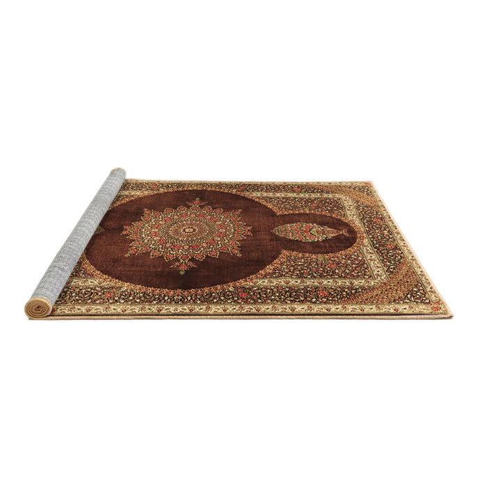 Sideview of Machine Washable Medallion Brown Traditional Rug, wshtr4824brn