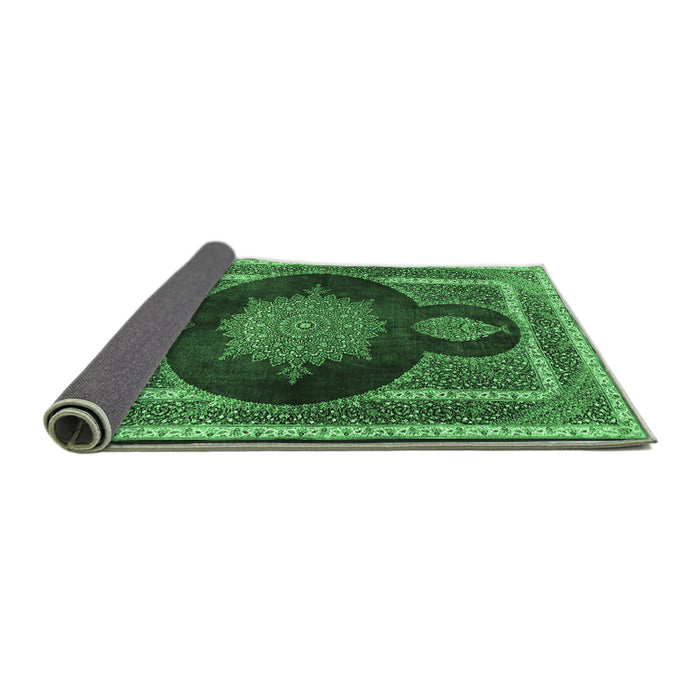 Sideview of Medallion Emerald Green Traditional Rug, tr4824emgrn