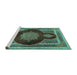 Sideview of Machine Washable Medallion Turquoise Traditional Area Rugs, wshtr4824turq