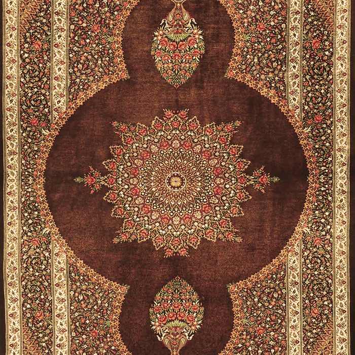 Machine Washable Medallion Brown Traditional Rug, wshtr4824brn