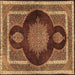 Square Medallion Brown Traditional Rug, tr4824brn