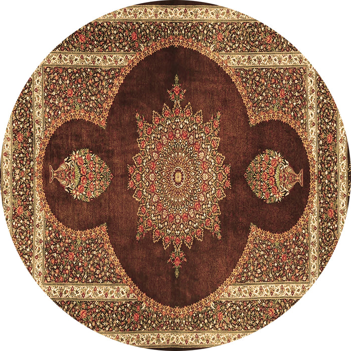 Round Medallion Brown Traditional Rug, tr4824brn