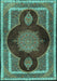 Machine Washable Medallion Turquoise Traditional Area Rugs, wshtr4824turq