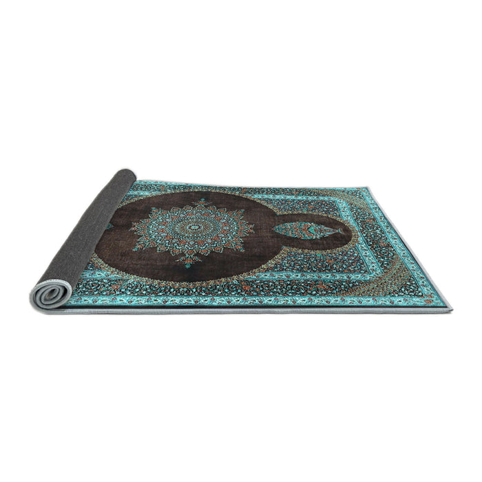 Sideview of Medallion Light Blue Traditional Rug, tr4824lblu