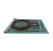 Sideview of Machine Washable Medallion Light Blue Traditional Rug, wshtr4824lblu