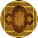 Round Medallion Yellow Traditional Rug, tr4824yw